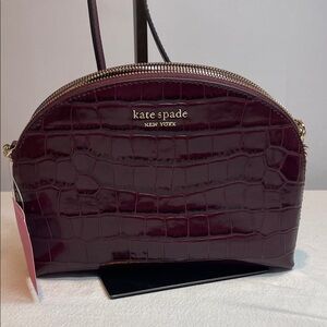 Kate Spade Spencer Croc-embossed Leather Double-zip Dome Crossbody
